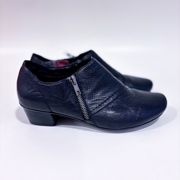 RIEKER Black Heeled Ankle Shoes With Faux Snakeskin Panel | Size 5.5 * - Picture 6 of 8